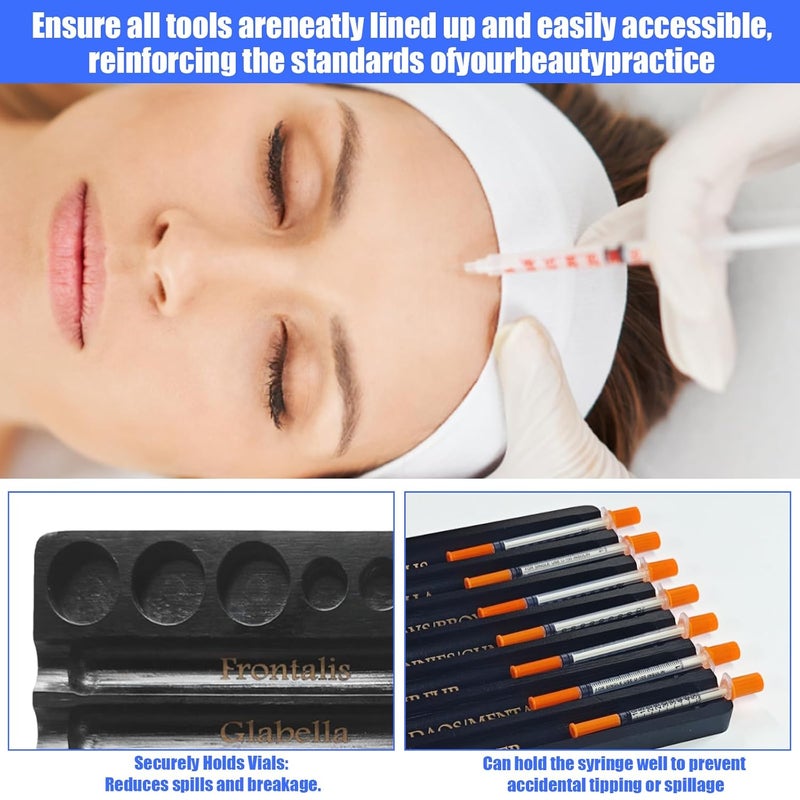 Bantlou 2PCS Aesthetic Practitioner Syringe Tray, Bamboo Aesthetic Physician Syringe Preparation Tray, Syringe Tray for Aestheticians and Nurses, Syringe Storage Tray with 7 Flutes (2PCS-Black) - Image 4